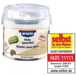 presto Holzspachtel (mit Härter), mitellbraun, 250g Dose